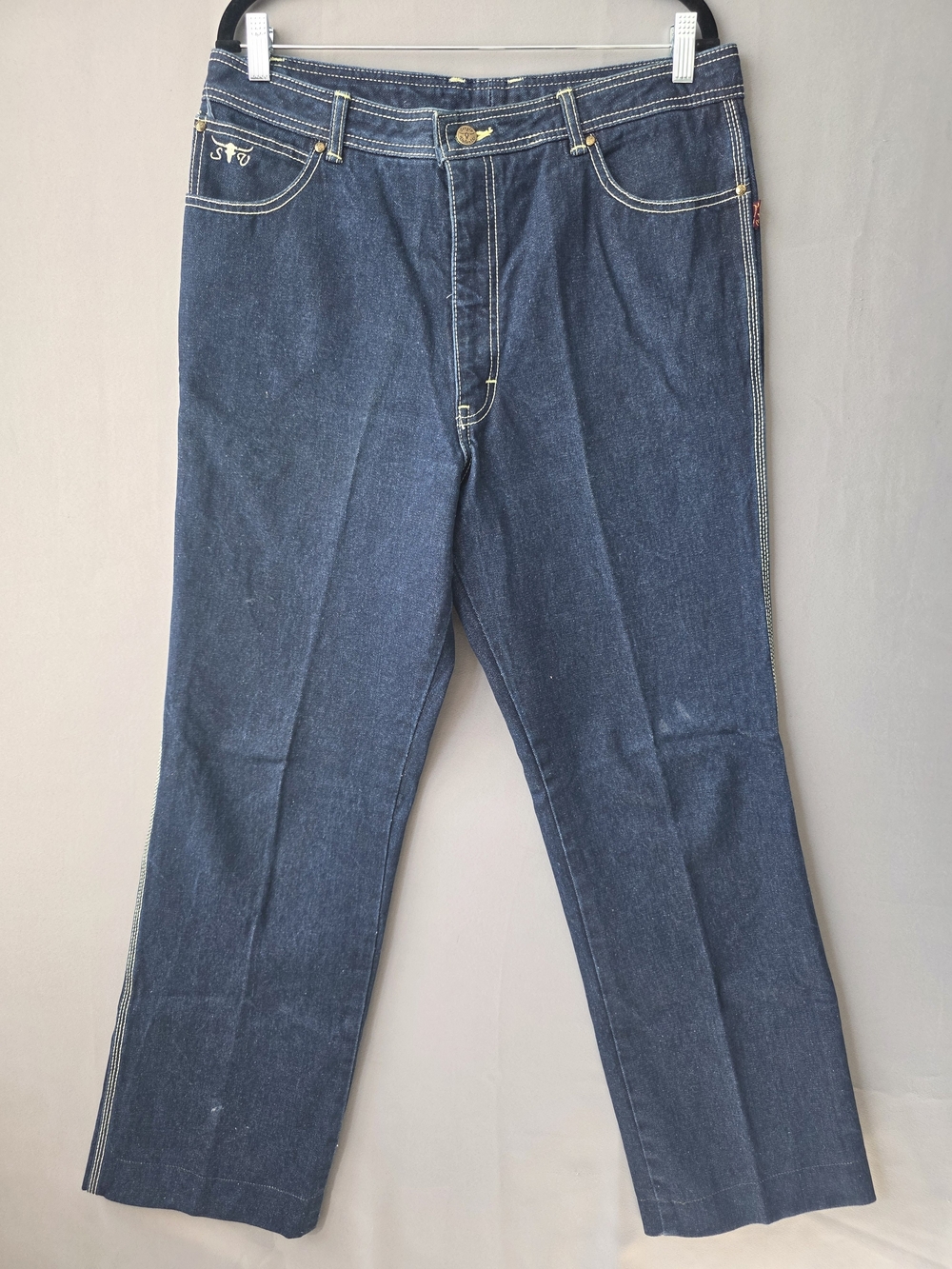 Vintage Sergio Valente Jeans 38x36 Made in Japan Dark Wash Embroidered Denim